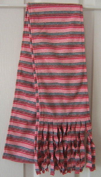 Pinks and Teal Striped Knit Scarf