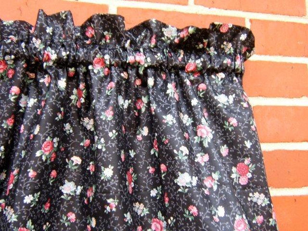 Rose flower valance with black background